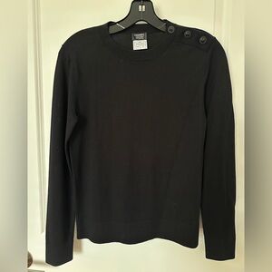 Authentic CHANEL Uniform Women's Black Crewneck Sweater